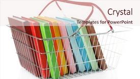  Presentation with books - Theme enhanced with shopping basket with books isolated background and a sky blue colored foreground