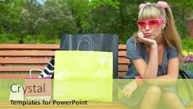  Presentation with glass - Slides having shopping-blond-woman-in-pink background and a blonde colored foreground