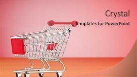  Presentation with shopping - PPT layouts consisting of shopping cart against the background background and a coral colored foreground