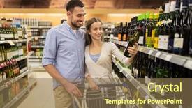  Presentation with wine store - Presentation theme with shopping cart at liquor background and a violet colored foreground