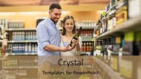  Presentation with wine store - Beautiful presentation featuring shopping cart at liquor backdrop and a coral colored foreground