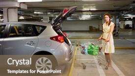  Presentation with car parking - Beautiful slides featuring shopping cart at underground backdrop and a coral colored foreground