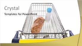 Presentation with blue and yellow geometric - PPT theme having shopping-cart-blue-and-yellow background and a white colored foreground