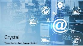  Presentation with symbol - Audience pleasing PPT theme consisting of shopping cart e mail - composite image of at symbol backdrop and a light blue colored foreground