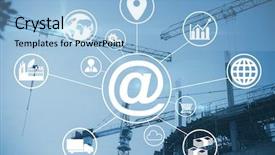  Presentation with composite construction - Slide set featuring shopping cart e mail - composite image of at symbol background and a light blue colored foreground