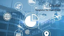  Presentation with composite construction - Slide set featuring shopping cart e mail - composite image of pie chart background and a light blue colored foreground