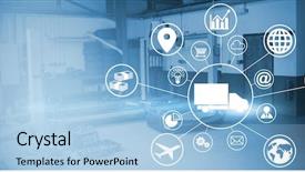  Presentation with truck - Colorful slide set enhanced with shopping cart e mail - composite image of truck amidst backdrop and a light blue colored foreground