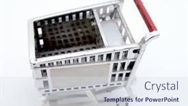  Presentation with groceries cart - Slides enhanced with shopping cart for groceries background and a sky blue colored foreground