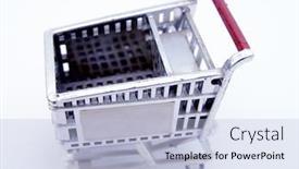  Presentation with groceries cart - Slide set featuring shopping cart for groceries with blue tint background and a light blue colored foreground