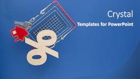  Presentation with percent - Colorful PPT theme enhanced with shopping-cart-from-the-supermarket backdrop and a ocean colored foreground