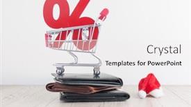  Presentation with percent - Slide deck having shopping-cart-from-the-supermarket background and a white colored foreground