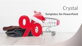  Presentation with percent - PPT theme enhanced with shopping-cart-from-the-supermarket background and a white colored foreground