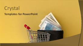  Presentation with cash - Presentation enhanced with shopping-cart-full-of-cash background and a yellow colored foreground