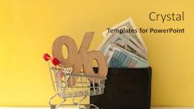  Presentation with cash - Colorful presentation enhanced with shopping-cart-full-of-cash backdrop and a yellow colored foreground