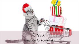  Presentation with shopping for electronics - Slides with shopping cart full of gift background and a coral colored foreground