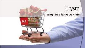  Presentation with gold red - Amazing slide set having shopping cart full of gold backdrop and a light gray colored foreground