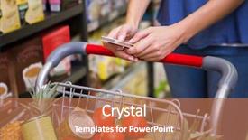  Presentation with supermarket trolley - Audience pleasing PPT theme consisting of shopping cart mobile - pretty woman pushing trolley backdrop and a coral colored foreground