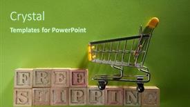  Presentation with blocks - Presentation design featuring shopping-cart-on-the-wood background and a tawny brown colored foreground