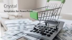  Presentation with calculator - Slide set consisting of shopping-cart-on-top background and a light gray colored foreground