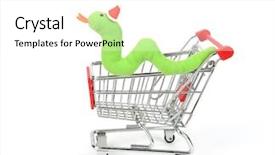  Presentation with cute household shopping - PPT theme consisting of shopping cart with cute christmas background and a white colored foreground