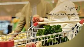 Presentation with grocery - Presentation theme enhanced with shopping-cart-with-fresh-fruits background and a yellow colored foreground