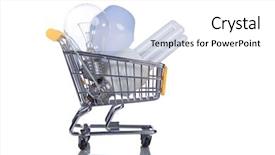  Presentation with light bulbs - Cool new PPT layouts with shopping cart with light bulbs inside isolated on white backdrop and a white colored foreground