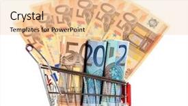  Presentation with economy - Colorful PPT layouts enhanced with shopping cart with money backdrop and a  colored foreground