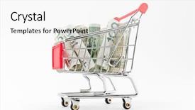  Presentation with money online shopping - Theme featuring shopping cart with polish money background and a  colored foreground