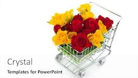  Presentation with roses - Audience pleasing PPT theme consisting of shopping-cart-with-red backdrop and a white colored foreground