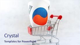  Presentation with korea flag - Slide deck with shopping cart with south korea background and a sky blue colored foreground