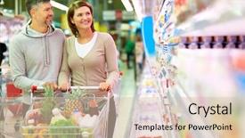  Presentation with products supermarket - Slide set consisting of marketing supermercados - image of happy couple background and a soft green colored foreground