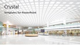  Presentation with interior - Presentation theme featuring shopping centre - interior of shoppingmall background and a  colored foreground