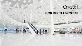  Presentation with modern building - Presentation theme featuring shopping centre - interior of the modern building background and a light gray colored foreground