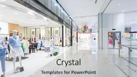  Presentation with fashion - Presentation theme with shopping centre - mannequins in fashion shop display background and a light gray colored foreground