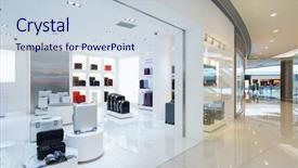  Presentation with hall of fame - Beautiful PPT theme featuring shopping centre - shop in empty hall sell backdrop and a lemonade colored foreground