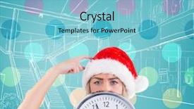  Presentation with festive - Audience pleasing PPT layouts consisting of shopping center graphic - festive blonde showing a clock backdrop and a light blue colored foreground