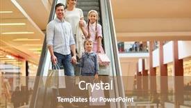 Presentation with family shopping - Audience pleasing presentation design consisting of shopping center on an escalator backdrop and a coral colored foreground