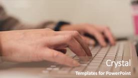  Presentation with coffee shop - PPT theme with shopping china mall - closeup image of woman working background and a  colored foreground