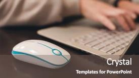  Presentation with college coffee shop - Presentation theme having shopping china mall - closeup image of woman working background and a  colored foreground