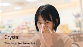  Presentation with premature sick baby - Audience pleasing PPT layouts consisting of shopping china mall - mature asian woman feel sick backdrop and a coral colored foreground