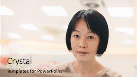  Presentation with college coffee shop - PPT layouts enhanced with shopping china mall - mature asian woman working background and a coral colored foreground