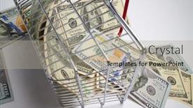  Presentation with shopping trolley - Amazing slides having shopping-concept-dollars backdrop and a light gray colored foreground