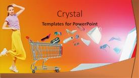  Presentation with online shopping store - Slide set featuring shopping-concept-happy-modern-girl background and a red colored foreground