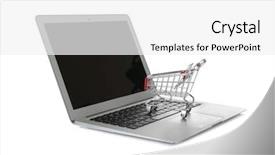  Presentation with online shopping - Presentation theme with shopping concept laptop with mini background and a  colored foreground