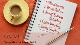  Presentation with cup coffee - Theme enhanced with shopping-days-after-thanksgiving-day background and a red colored foreground