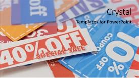  Presentation with coupon - Audience pleasing PPT theme consisting of shopping discount coupon backdrop and a light blue colored foreground