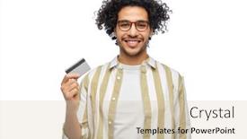  Presentation with credit card - Presentation consisting of shopping-finance-and-people-concept background and a  colored foreground