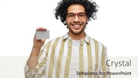  Presentation with credit card - Presentation enhanced with shopping-finance-and-people-concept background and a soft green colored foreground