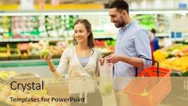  Presentation with grocery store - Slide deck enhanced with shopping food sale consumerism background and a yellow colored foreground