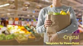  Presentation with eco paper - Colorful slide deck enhanced with shopping-healthy-eating-and-eco backdrop and a coral colored foreground